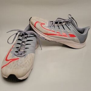 Men's Nike Zoom Rival Fly Pure Platinum Crimson Mesh Running Sneaker Shoes 9
